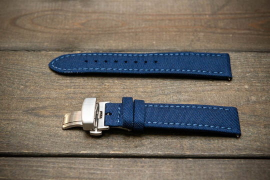 Cordura Canvas waterproof watch strap, Quick-release spring bars are installed, lined with Lorica eco-leather by FinWacthStraps® Deployment clasp installed. - finwatchstraps