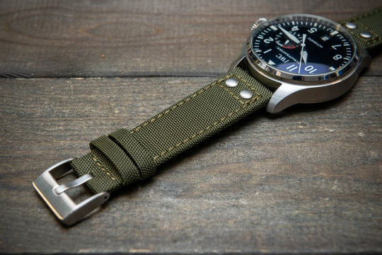 Cordura Canvas waterproof watch strap, Quick-release spring bars are installed, lined with Lorica eco-leather by FinWacthStraps® - finwatchstraps