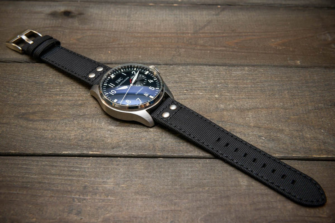 Cordura Canvas waterproof watch strap, Quick-release spring bars are installed, lined with Lorica eco-leather by FinWacthStraps® - finwatchstraps