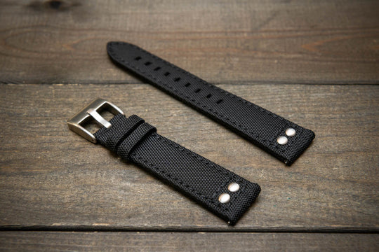 Cordura Canvas waterproof watch strap, Quick-release spring bars are installed, lined with Lorica eco-leather by FinWacthStraps® - finwatchstraps