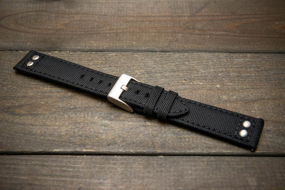 Cordura Canvas waterproof watch strap, Quick-release spring bars are installed, lined with Lorica eco-leather by FinWacthStraps® - finwatchstraps