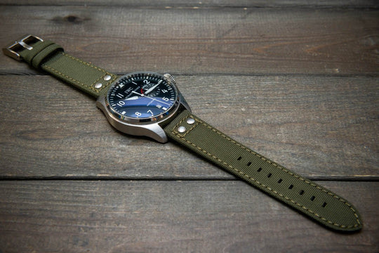 Cordura Canvas waterproof watch strap, Quick-release spring bars are installed, lined with Lorica eco-leather by FinWacthStraps® - finwatchstraps