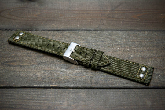 Cordura Canvas waterproof watch strap, Quick-release spring bars are installed, lined with Lorica eco-leather by FinWacthStraps® - finwatchstraps