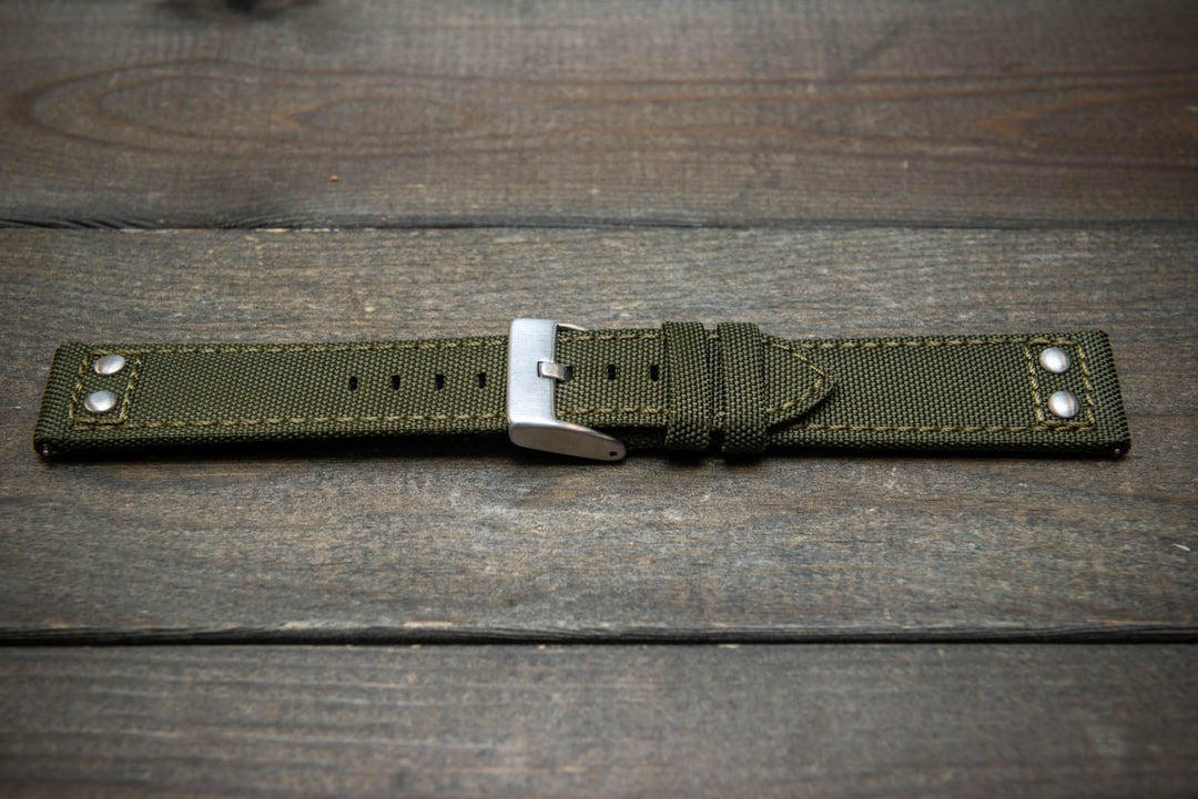 Cordura Canvas waterproof watch strap, Quick-release spring bars are installed, lined with Lorica eco-leather by FinWacthStraps® - finwatchstraps