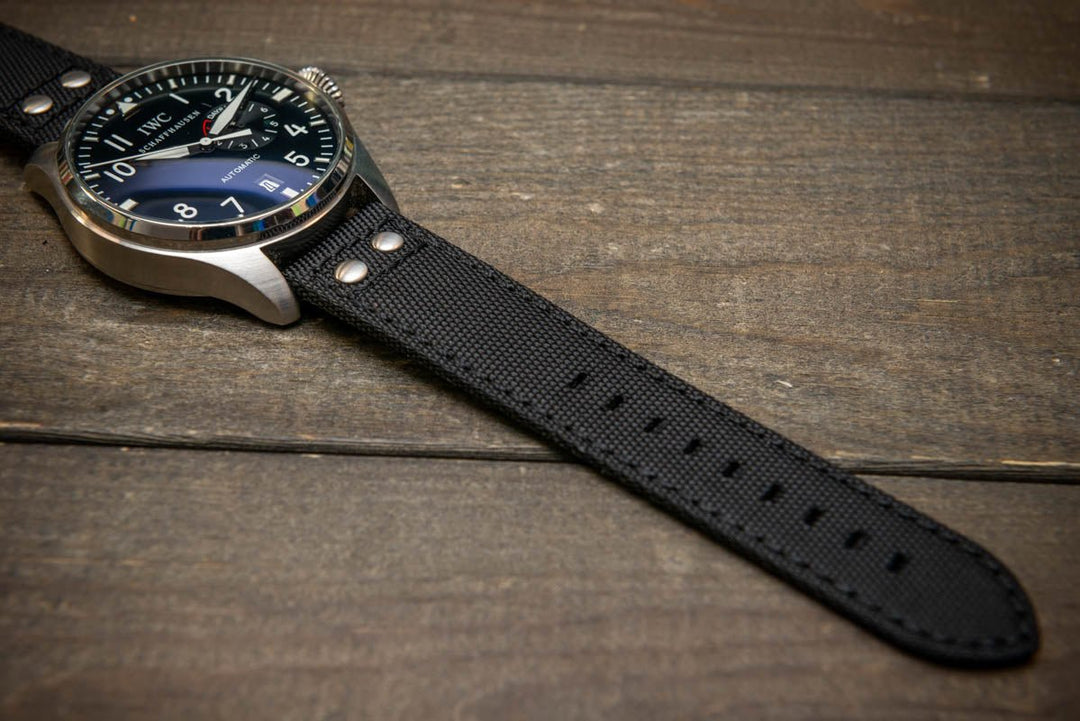 Cordura Canvas waterproof watch strap, Quick-release spring bars are installed, lined with Lorica eco-leather by FinWacthStraps® - finwatchstraps