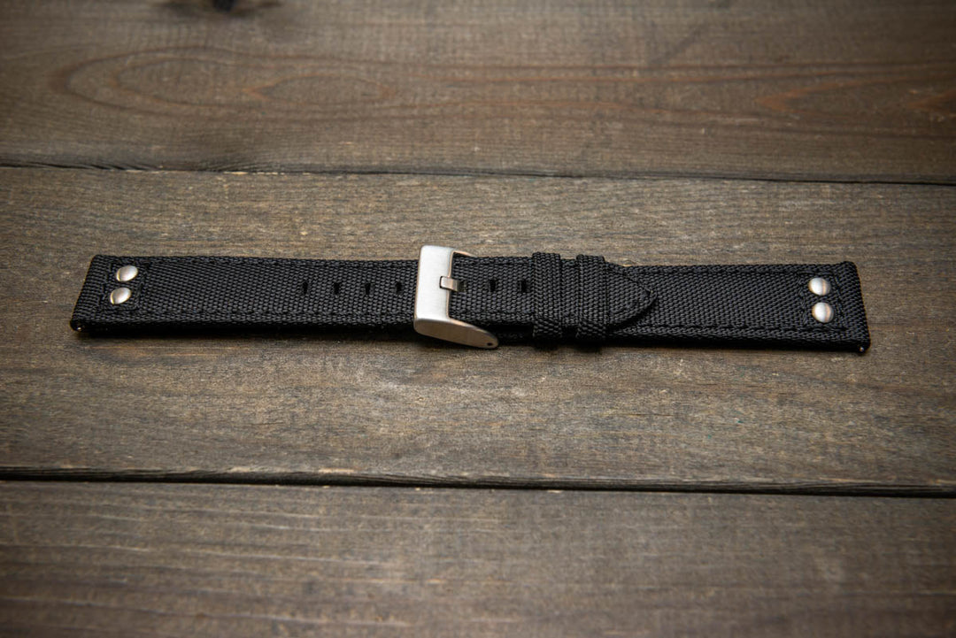 Cordura Canvas waterproof watch strap, Quick-release spring bars are installed, lined with Lorica eco-leather by FinWacthStraps® - finwatchstraps