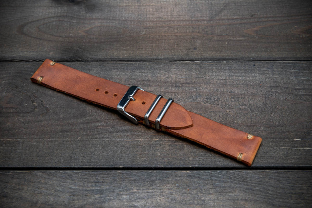 Italian leather watch band, Caramel color. Premium quality watch strap 16 mm, 17 mm, 18mm, 19 mm, 20 mm, 21 mm, 22mm, 23 mm, 24 mm, 25 mm, 26 mm - finwatchstraps
