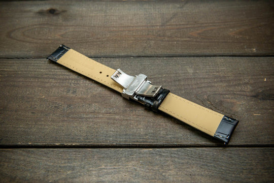 Leather watch strap, band made of calf leather with croc grain pattern 18, 19, 20, 21, 22 mm, Quick Release. Deployment clasp. - finwatchstraps