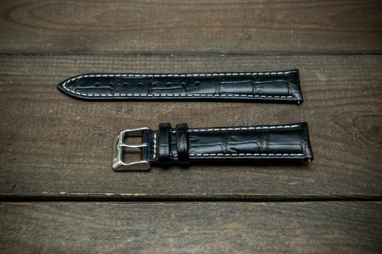 Leather watch strap, band made of calf leather with croc grain pattern 18, 19, 20, 21, 22 mm, Quick Release. - finwatchstraps