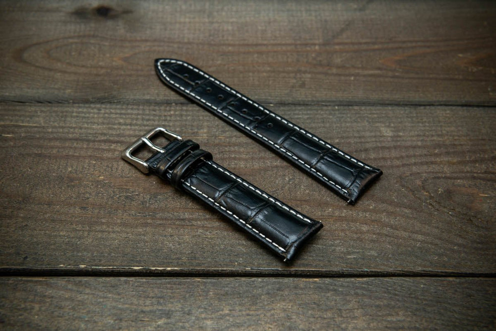 Leather watch strap, band made of calf leather with croc grain pattern 18, 19, 20, 21, 22 mm, Quick Release. - finwatchstraps