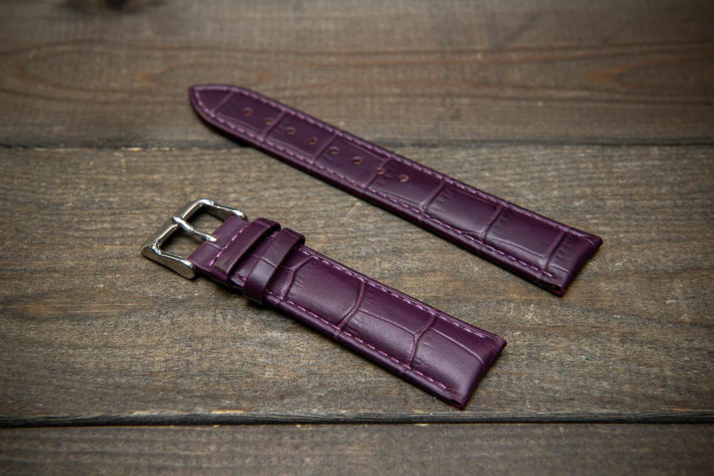 Leather watch strap, band made of calf leather with croc grain pattern 18-24 mm - finwatchstraps