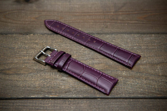 Leather watch strap, band made of calf leather with croc grain pattern 18-24 mm - finwatchstraps