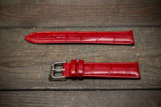 Leather watch strap, band made of calf leather with croc grain pattern 18-24 mm - finwatchstraps