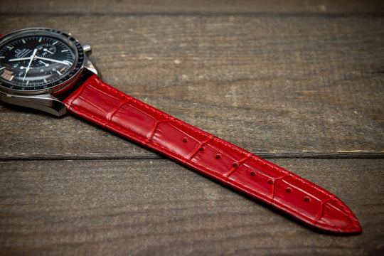 Leather watch strap, band made of calf leather with croc grain pattern 18-24 mm - finwatchstraps