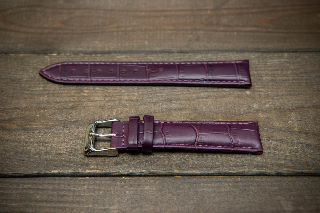 Leather watch strap, band made of calf leather with croc grain pattern 18-24 mm - finwatchstraps