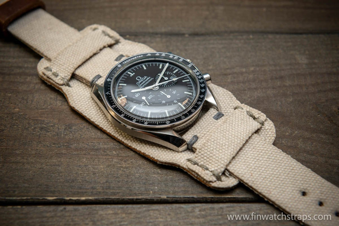 Military Bund Style Watch Strap: Vintage Canvas, handmade in Finland, Limited edition, watch lugs 10-26 mm. - finwatchstraps