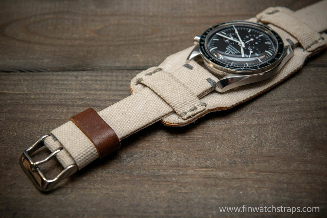 Military Bund Style Watch Strap: Vintage Canvas, handmade in Finland, Limited edition, watch lugs 10-26 mm. - finwatchstraps
