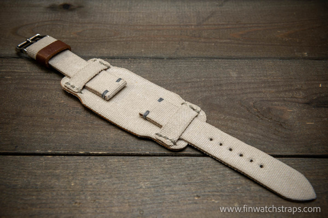 Military Bund Style Watch Strap: Vintage Canvas, handmade in Finland, Limited edition, watch lugs 10-26 mm. - finwatchstraps