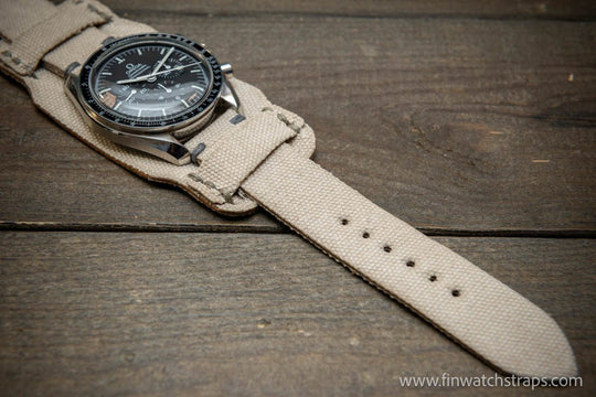 Military Bund Style Watch Strap: Vintage Canvas, handmade in Finland, Limited edition, watch lugs 10-26 mm. - finwatchstraps