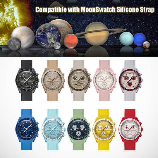 MoonSwatch Luxury Watch Strap, Waterproof watch strap, fluororubber (FKM) watch band, premium quality, for sports, width: 18, 20, 21, 22 mm. - finwatchstraps