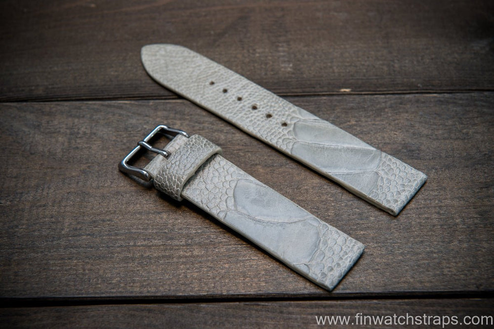 Ostrich legs leather watch strap, Glazed Stone color