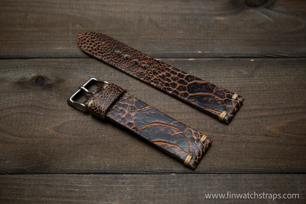 Ostrich legs leather watch strap - finwatchstraps