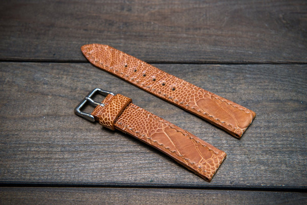 Ostrich legs leather watch straps/ Light Cognac/ handmade to order in Finland
