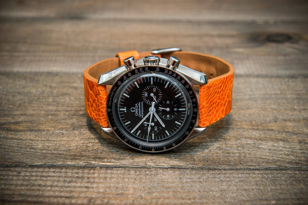 Ostrich legs leather watch straps/ Orange color