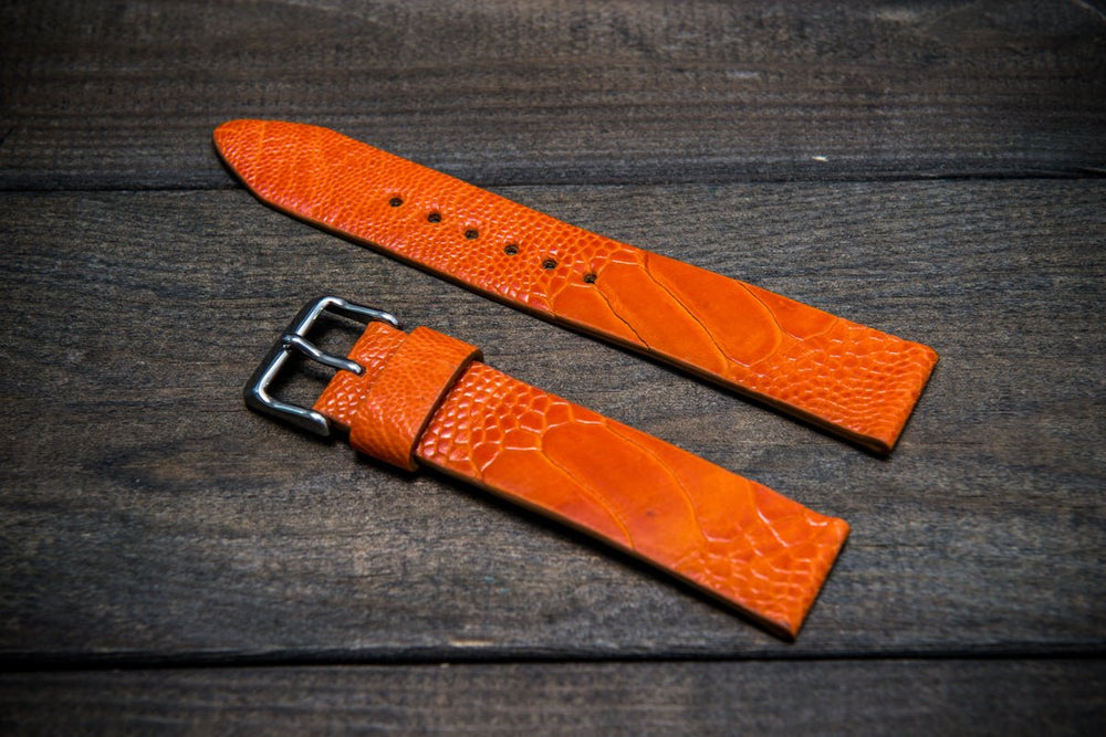Ostrich legs leather watch straps/ Orange color