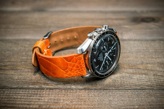 Ostrich legs leather watch straps/ Orange color