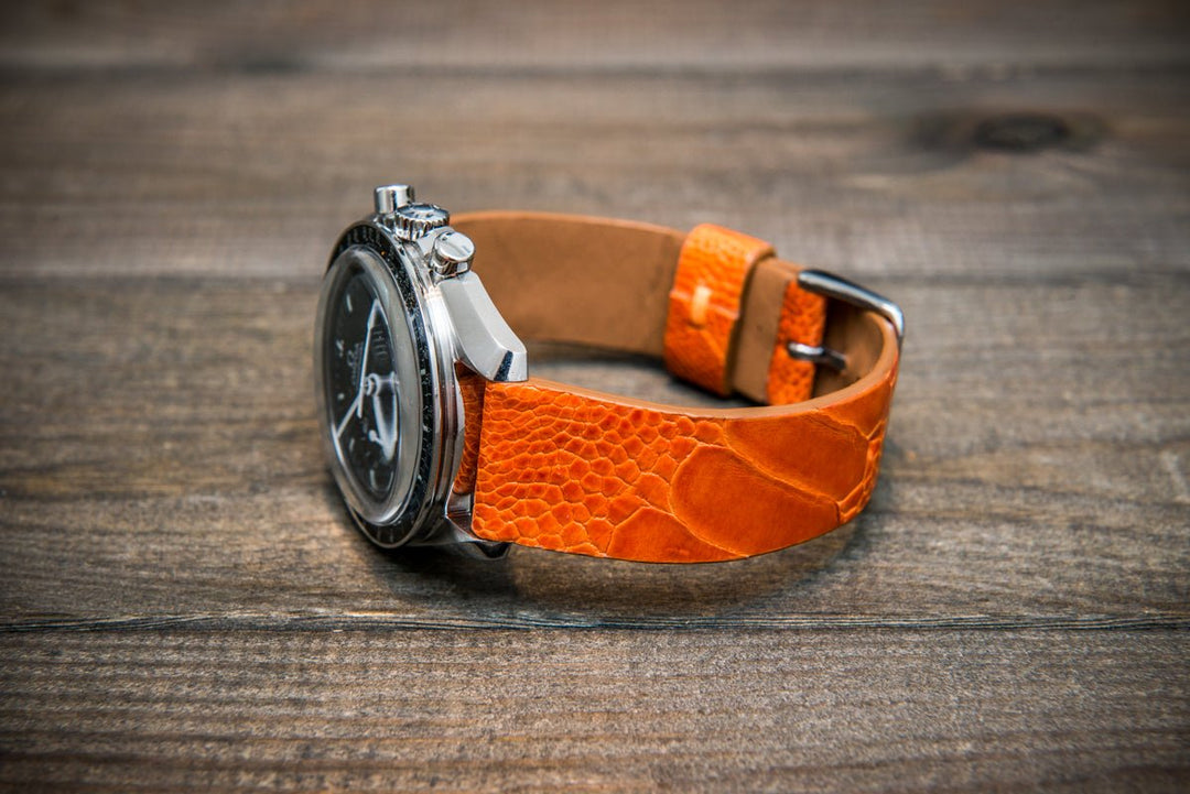 Ostrich legs leather watch straps/ Orange color