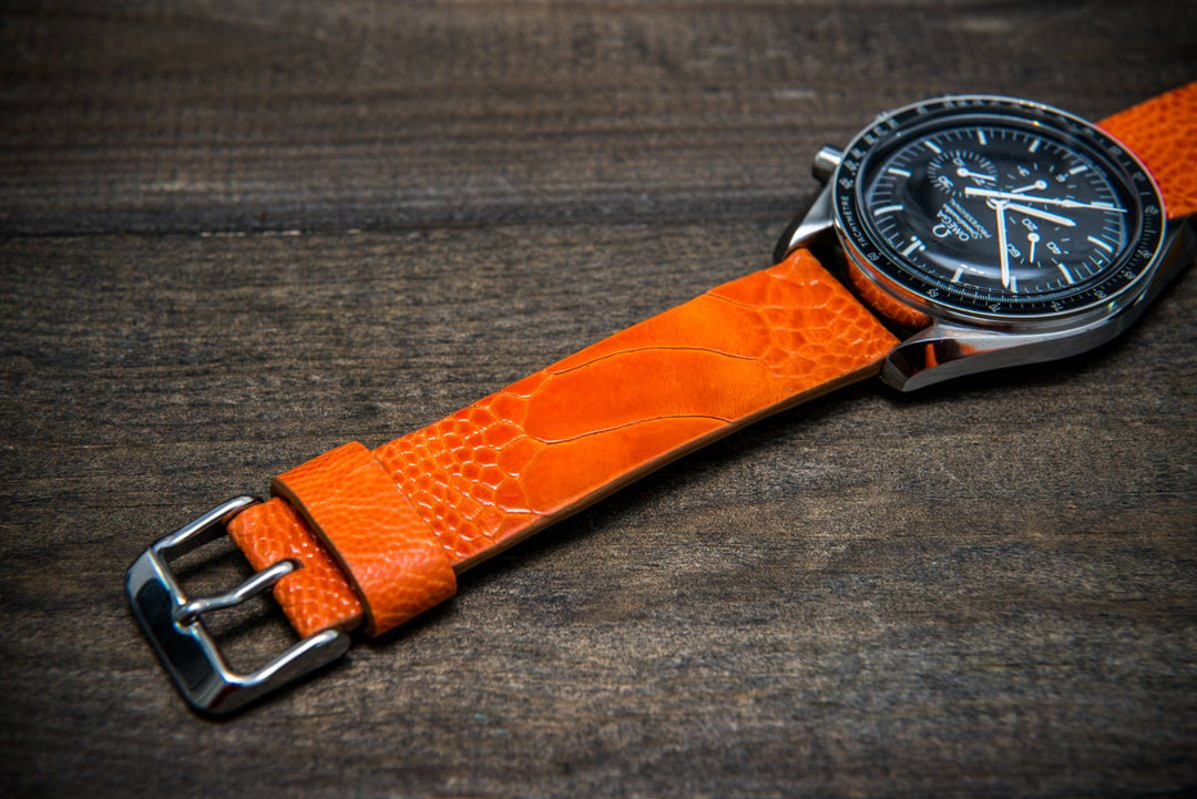 Ostrich legs leather watch straps/ Orange color