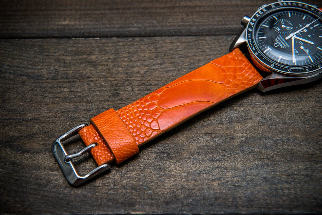 Ostrich legs leather watch straps/ Orange color