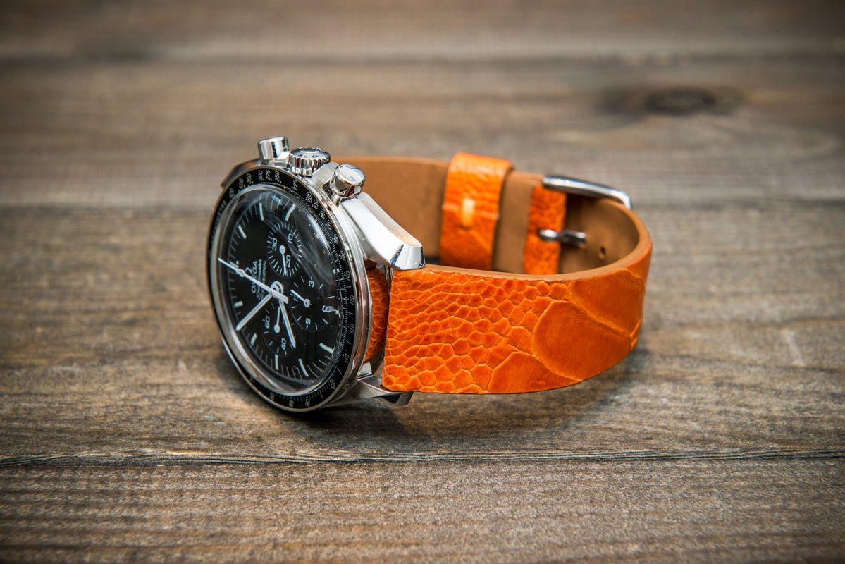 Ostrich legs leather watch straps/ Orange color