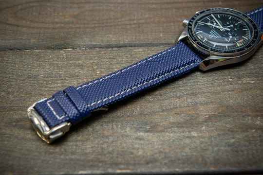 Sailcloth quick-release watch strap for Omega watches with Omega style clasp. Watch lugs: 22x20 mm, 21x20 mm, 20x18 mm, 19x18 mm - finwatchstraps