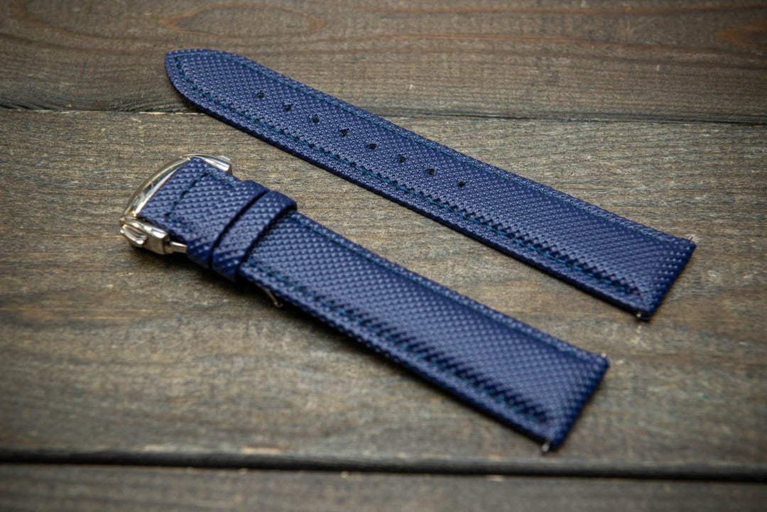 Sailcloth quick-release watch strap for Omega watches with Omega style clasp. Watch lugs: 22x20 mm, 21x20 mm, 20x18 mm, 19x18 mm - finwatchstraps