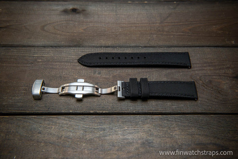 Sailcloth waterproof watch strap. Deployment clasp. - finwatchstraps