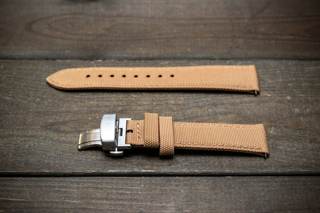 Sailcloth waterproof watch strap. Deployment clasp. - finwatchstraps