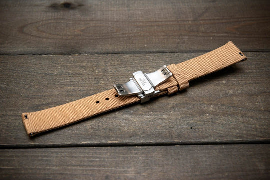 Sailcloth waterproof watch strap. Deployment clasp. - finwatchstraps