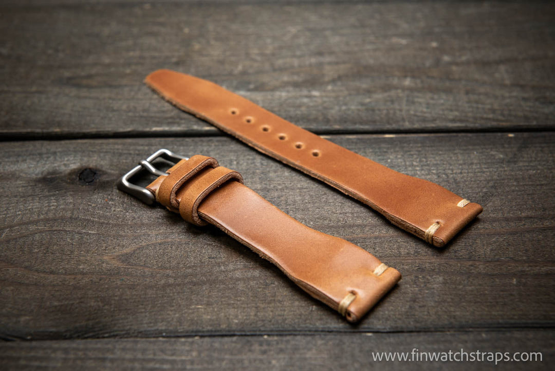 Shell Cordovan watch strap, Leather watch band, Pilot model, Handmade in Finland - finwatchstraps