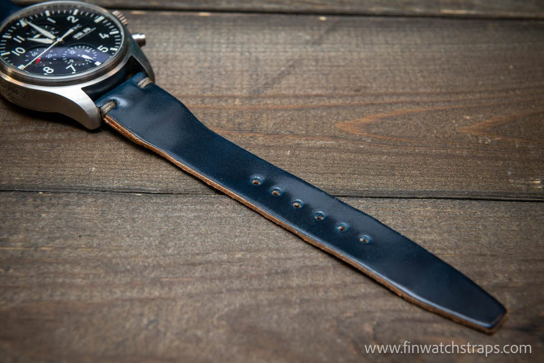 Shell Cordovan watch strap, Leather watch band, Pilot model, Handmade in Finland - finwatchstraps