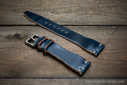 Shell Cordovan watch strap, Leather watch band, Pilot model, Handmade in Finland - finwatchstraps