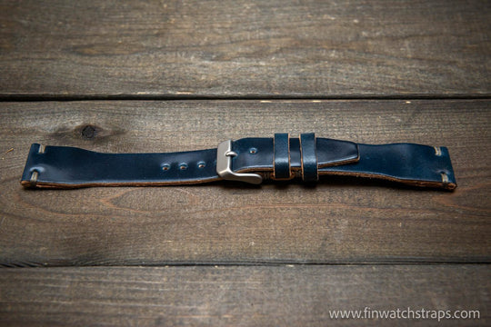 Shell Cordovan watch strap, Leather watch band, Pilot model, Handmade in Finland - finwatchstraps