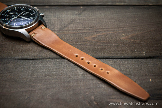 Shell Cordovan watch strap, Leather watch band, Pilot model, Handmade in Finland - finwatchstraps