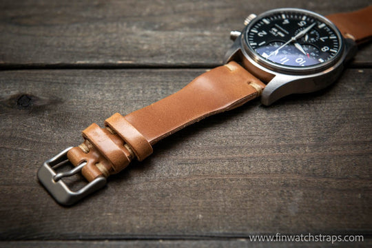 Shell Cordovan watch strap, Leather watch band, Pilot model, Handmade in Finland - finwatchstraps