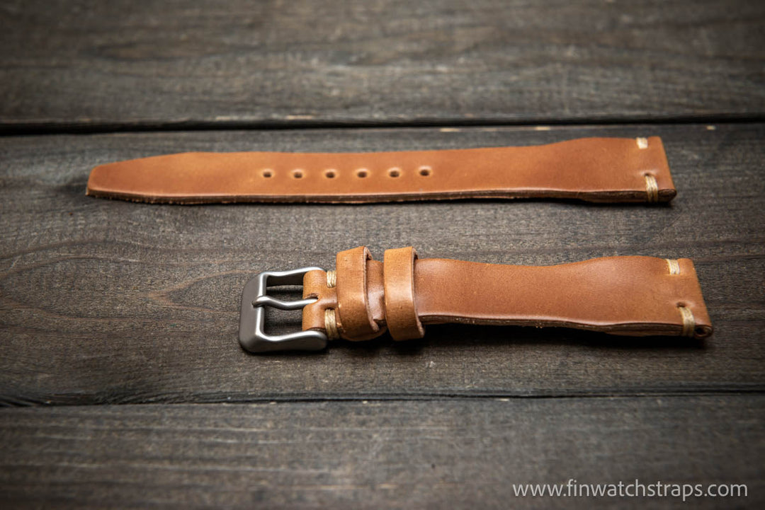 Shell Cordovan watch strap, Leather watch band, Pilot model, Handmade in Finland - finwatchstraps