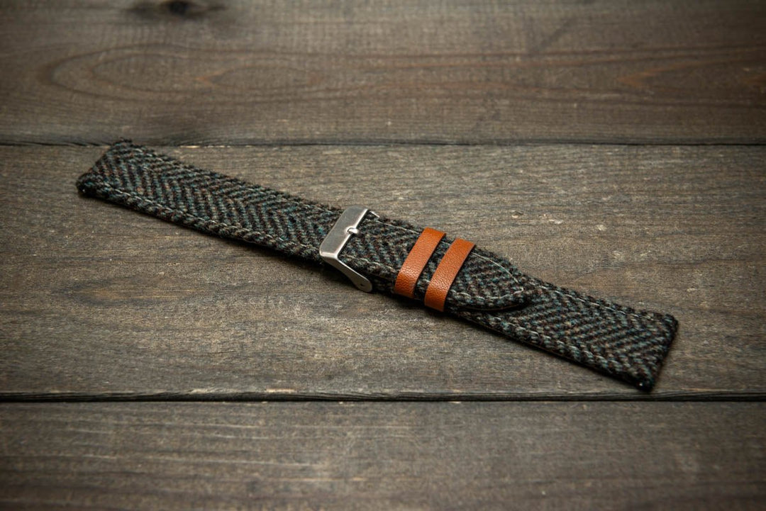 Tweed watch strap, Watch band made of HARRIS TWEED®. Handmade in Finland - 18 mm, 19 mm, 20 mm, 21 mm, 22mm. - finwatchstraps