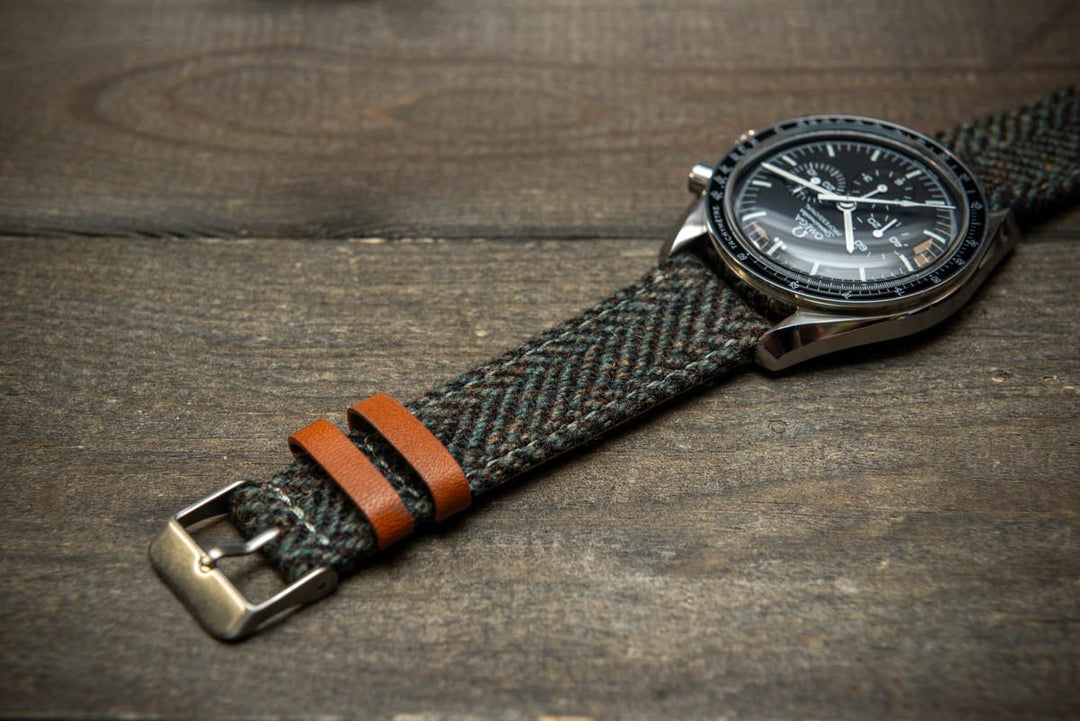 Tweed watch strap, Watch band made of HARRIS TWEED®. Handmade in Finland - 18 mm, 19 mm, 20 mm, 21 mm, 22mm. - finwatchstraps