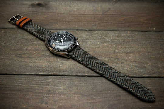 Tweed watch strap, Watch band made of HARRIS TWEED®. Handmade in Finland - 18 mm, 19 mm, 20 mm, 21 mm, 22mm. - finwatchstraps