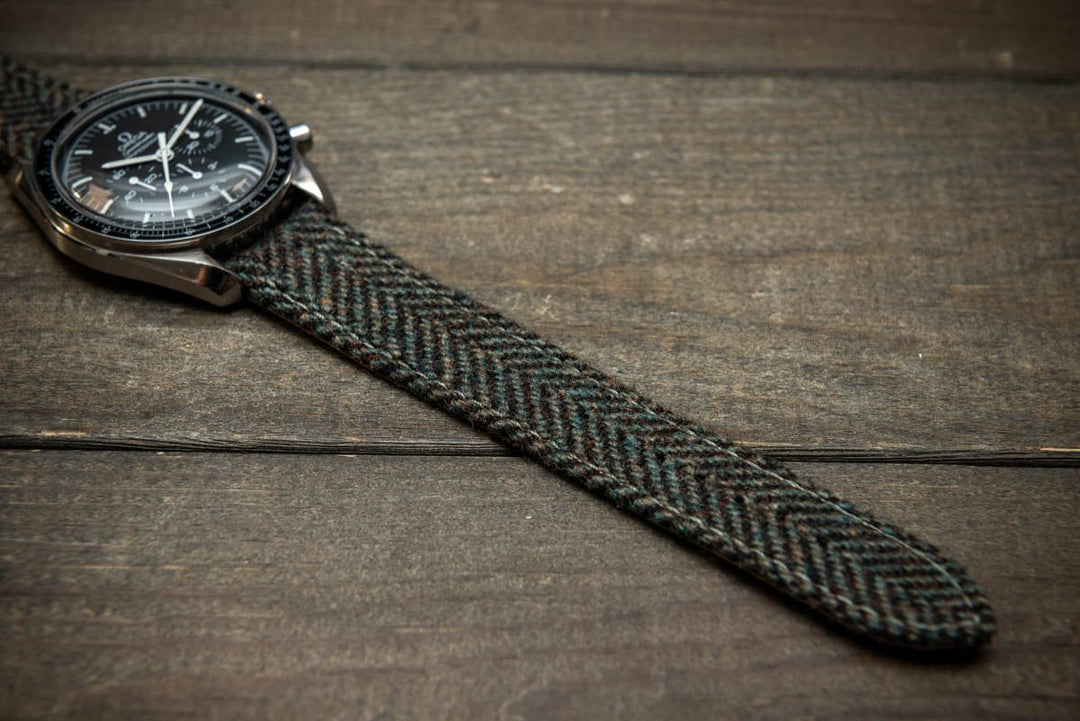 Tweed watch strap, Watch band made of HARRIS TWEED®. Handmade in Finland - 18 mm, 19 mm, 20 mm, 21 mm, 22mm. - finwatchstraps